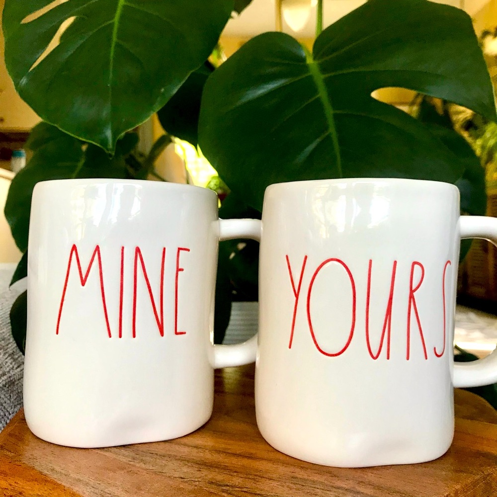 Set of Rae Dunn MINE and YOURS Coffee Mugs